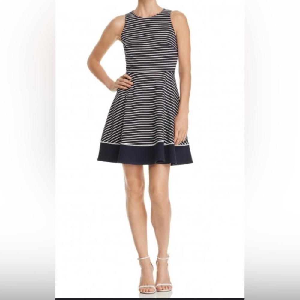 Kate Spade Navy Blue and White Striped Midi Dress EUC!